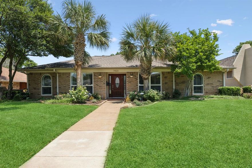 Located in the sought-after Prestonwood neighborhood and zoned to Richardson ISD, this 4-bedroom, 2.5-bath home offers both space and style. Great curb appeal with well-maintained landscaping and striking palm trees in both the front and back yards. Inside, the flexible floor plan features three total living areas, two dining spaces, and beautiful wood-look tile flooring throughout. Plantation shutters and large windows provide abundant natural light.
 
The bonus living area opens to the backyard oasis and flows easily into the kitchen, breakfast room, and wet bar, perfect for everyday living and entertaining. The kitchen includes a gas cooktop and is open to both dining areas for added convenience. The large primary suite offers private backyard access, a seating area, and a bath with dual sinks.
 
The backyard is a true standout, designed to feel like an extension of the home. Enjoy a resort-style pool, low-maintenance turf, multiple seating areas, and a private courtyard - your own personal retreat. The attached garage features an epoxy-coated floor and built-in storage, adding both function and style.

Don’t miss this opportunity to own this well-maintained home in one of North Dallas’ most desirable neighborhoods. Schedule your showing today!