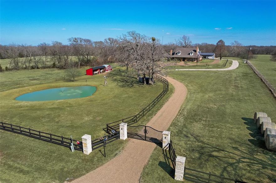 These kind of homes don't come on available very often. Now on the market is this mini ranch on 2.57 acres with everything you need to live in one of the prettiest areas of Canton offering seclusion and privacy, yet being only minutes from the convenience of town. Enter through the custom double solar powered gate. Fresh installation of a new chip-seal driveway. This little piece of heaven offers 3 bedrooms, 2 full baths and 2 half baths with 3,372 sqft, and has been meticulously maintained and UPDATATED to the max. Entering this home, you will be greeted by a recently remodeled grand staircase and railings, very large living room with build in cabinets, floor to ceiling brick wood burning fireplace, 3 doors that lead to the wrap around covered porch with unbelievable views of the country. Recently remodeled and expanded huge kitchen with dining, custom and expansive cabinetry, large pantry, quartz countertops, beautiful backsplash, stainless steel appliances, one of the largest islands you'll ever see, perfect for entertaining or for large family gatherings. Oversized primary bedroom and updated en-suite bath with huge double shower, double sinks, separate Hollywood tub, his & hers closets. Upstairs large secondary bedroom with its own updated bathroom, custom shower and walk-in closet. Second floor loft area currently being used as an office, great for a game room or 2nd living area. Outdoor front area crossed fenced for your animals with 2 stall loafing shed, 10x16 tack room or storage, and a pond with fountain. Inside pipe fence is all covered by sprinkler system for beautiful summer grass. Gorgeous oasis deep in-ground pool, pool house with bathroom & changing room. 25x40 shop with 50amp covered RV parking or equipment. 25x25 custom detached carport. Driveway leads to rear parking & garage with separate driveway leading to the shop. 26kw whole home generator and tornado shelter in garage stays! Recent 2023 well installed providing free water! Property is fenced