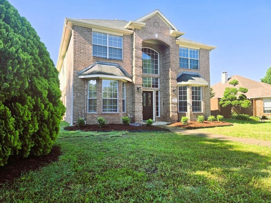 Recently renovated 4 bedrooms, 2 and half bath home located in an established Rockwall ISD neighborhood close to schools, shopping, churches, hospital and Lake Ray Hubbard.  This home is spacious both inside and out and is ready to be filled with the sounds of joy and laughter.  All four bedrooms are upstairs. The airy Owner's suite draws you into a roomy open area filled with natural sunlight, privacy and a double-sided fireplace leading into the ensuite.  The ensuite offers tranquility and spa like vibes with its jetted garden tub, separate shower and double vanities.  There is also room for entertaining or just taking it easy in the family room, living room, taking in the breeze in the beautiful large, treed backyard or the covered screened in patio. Both HVACs replaced May 2025.