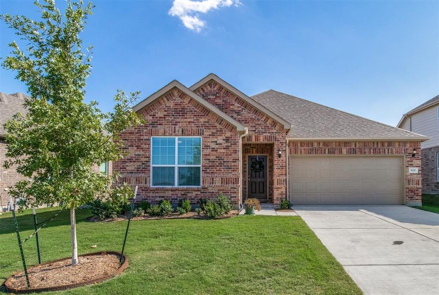 You are going to ADORE this practically new, cute, and perfectly sized single story home in a great Anna, TX neighborhood. You will LOVE the sensible and efficient floorplan. Walk in and immediately feel right at home. Plenty of room to enjoy life to the fullest. Big ol' kitchen with tons of counter space and cabinets, huge island and breakfast area. Master suite is separate from the 2 secondary bedrooms for privacy. Master bathroom is large~double sinks~big shower. Additional bonus flex space could be office, play room, game room. Super cute enclosed and covered patio for hanging out and good sized backyard and oversized garage are welcomed bonuses. If function and comfort are your top priorities, this home will definitely check the boxes on your wish list AND it's BEAUTIFUL...offering you the best of both worlds! This home is clean, fresh, functional and ready for YOU!