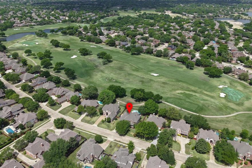 Here is a rare property, just in time for pool season! This one owner David Weekley with pool, on the 14th tee box of the Hills course at Stonebridge Ranch is sure to please. This 4 bedroom, 3.5 bath, big study, 3 car garage is sure to please everyone in the family! Centrally located, the open kitchen has  granite counters, double ovens, island and breakfast bar with views of the golf course through a wall of windows. The kitchen opens to the living room with tall vaulted ceiling and provides a perfect place to host large gatherings or simply keep all that joy to yourselves. Light and bright, you have a serene view of the backyard, pool and golf course. Imagine starting every day with that view! Fresh paint and brand new carpet throughout. 3rd bay in tandem garage, with access to backyard, was converted to a music room with a mini split HVAC but can easily be converted back. Upstairs you'll find 3 large bedrooms, 2 full baths with one of them a Jack and Jill, and a huge game room with windows that overlook the course. Make sure you see the Texas basement, basically a walk in attic that's climate controlled for your storage needs! Going back downstairs, step outside to a large covered patio and replastered pool with ample space between the tee box and home so you can enjoy the peace and serenity of the course without having to high five them as they go by. Competitively priced, this one is sure to please. Come get your slice of happiness before someone else snatches it up!
