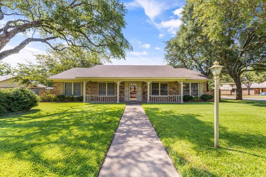 Well loved and maintained home on corner lot, beautiful curb appeal with shade trees in an established neighborhood.  Lots of space as it offers two living areas, a formal dining and a wide galley kitchen.  So nice to have natural light that comes through the large windows in the formal living, dining room, and breakfast nook.  The den or family room has a wood burning fire place that is plumbed for gas, vaulted ceiling, and a view out to the back porch and yard.  The kitchen has a nice-sized breakfast nook, lots of cabinets for storage, and a built-in desk and shelves to store cookbooks at your fingertips.  The utility room has ample storage as there are cabinets over the washer-dryer area, a linen closet, a utility closet, and storage under the sink.  The side-entry garage flows into the utility room and kitchen, making carrying your items from the car much easier.  Although the home needs some updating, it offers plenty of space inside and out to entertain family and friends.