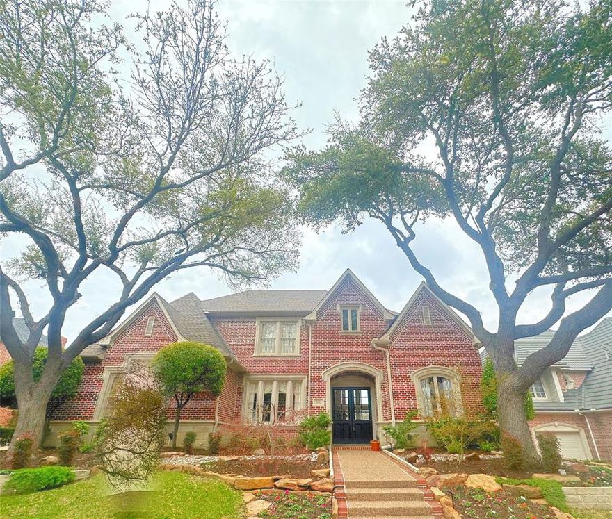 Beautiful traditional classic timeless cast stone and brick estate in Cliffs of Glen Eagles, Willow Bend area, guard gated neighborhood. Experience luxury with a beautiful double door entry, soaring ceilings, sweeping stairs, floor to ceiling windows and fireplace in living room, handsome study with coffered ceilings, formal dining with chandelier, pass through bar that would make a great scullery, huge kitchen with built in fridge, stainless appliances, two pantries, loads of serving and prep space, huge laundry with room for W&D, sink, fridge and plenty of room to add more! Wood floors in family room, windows, overlooking golf course, fireplace, pool views. Pool bath down. Huge gameroom with trayed ceilings and walk out balcony. Private large primary suite with large ensuite bath down, Three generously sized beds and walk in closets with ensuite baths up. Loads of storage. Pool and golf course with views of Gleneagles golf course.