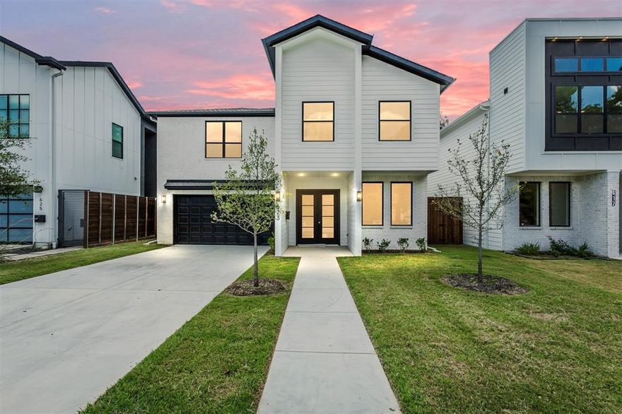 Motivated Seller. 623 Parkview Avenue, Dallas, TX 75223. Offered at $899,900
New Construction • 4,012 Sq Ft • 4 Bedrooms • 4.5 Baths • Game Room + Bonus Room • Large Private Backyard
Discover modern luxury and exceptional design, a newly built 4,012-sq-ft home near Lakewood offering the perfect blend of style, functionality, and high-end finishes. This transitional modern residence welcomes you with a striking façade, double-door entry, and a covered front porch that sets the tone for the refined interiors.
Inside, the chef’s kitchen serves as the centerpiece of the home, featuring custom cabinetry, a dramatic quartz waterfall island, and premium appliances ideal for cooking and entertaining. The open-concept living area is anchored by a stunning contemporary fireplace, creating a warm and inviting space for gatherings.
The downstairs primary suite offers true retreat living with an oversized spa-inspired bath and a generous walk-in closet. Upstairs, a spacious game room and bonus room provide the ultimate entertainment hub, complemented by three secondary bedrooms; each with its own ensuite bath for comfort and privacy.
Step outside to a large professionally landscaped backyard complete with a multi-zone sprinkler system & an 8-ft board-on-board privacy fence, offering the perfect setting for outdoor living, play, or future enhancements.
With its modern layout, thoughtful details, & premium construction, this home delivers the elevated lifestyle today’s buyers are seeking all in a prime East Dallas location just minutes from Lakewood, parks, dining, and major Dallas attractions.
Experience the best of modern Dallas living at 623 Parkview Avenue.  Additional highlights include energy-efficient spray foam insulation & an attached 2-car garage. Located steps from the Samuell Grand Tennis & Pickleball Center Aquatic Center, Tenison Park Golf Course & Santa Fe Trail with 75+ miles of scenic connectivity to White Rock Lake. Easy commute to Downtown. Welcome home.