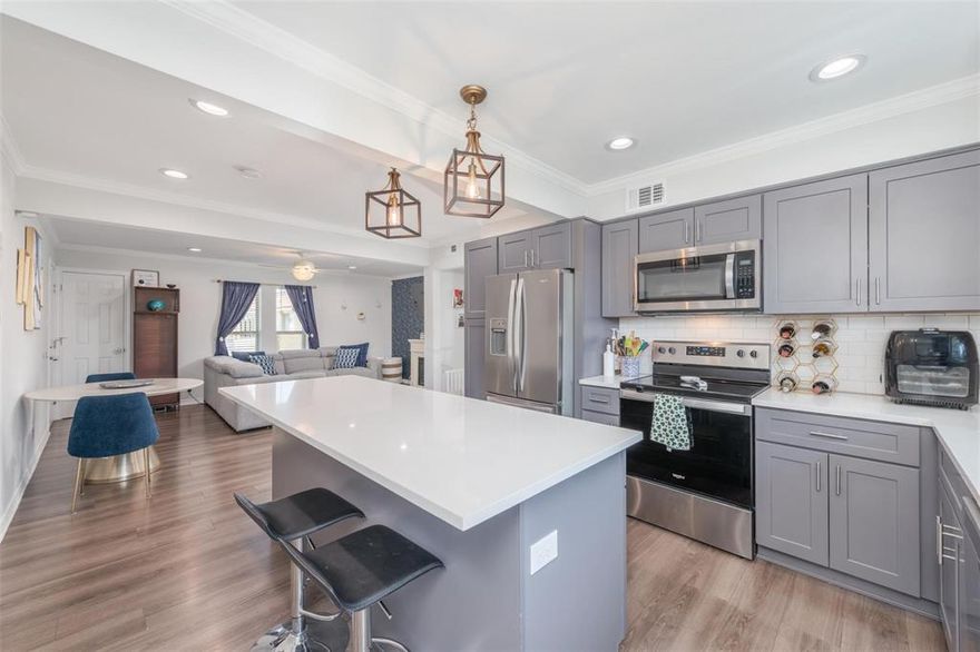 A rare opportunity to enjoy the convenience of modern construction in the charm of a historic community. Built in 2021 from the slab up, this thoughtfully designed condo features elegant interiors with quartz countertops, wood style tile flooring, and smart home technology including a Brinks keypad, doorbell cameras, Nest thermostat, and smoke detectors. Efficiency meets comfort with newer AC units, Hunter ceiling fans, updated appliances, and a spacious kitchen anchored by an oversized quartz island. Residents enjoy two covered parking spaces, a community pool, and a pet friendly environment, while the HOA covers maintenance, trash, and water for added peace of mind. Ideally located within walking distance to Central Market, the Lovers Lane train station, and the SMU bus stop, and zoned to highly sought after Mockingbird Elementary. This home has been meticulously maintained since its completion in 2021.