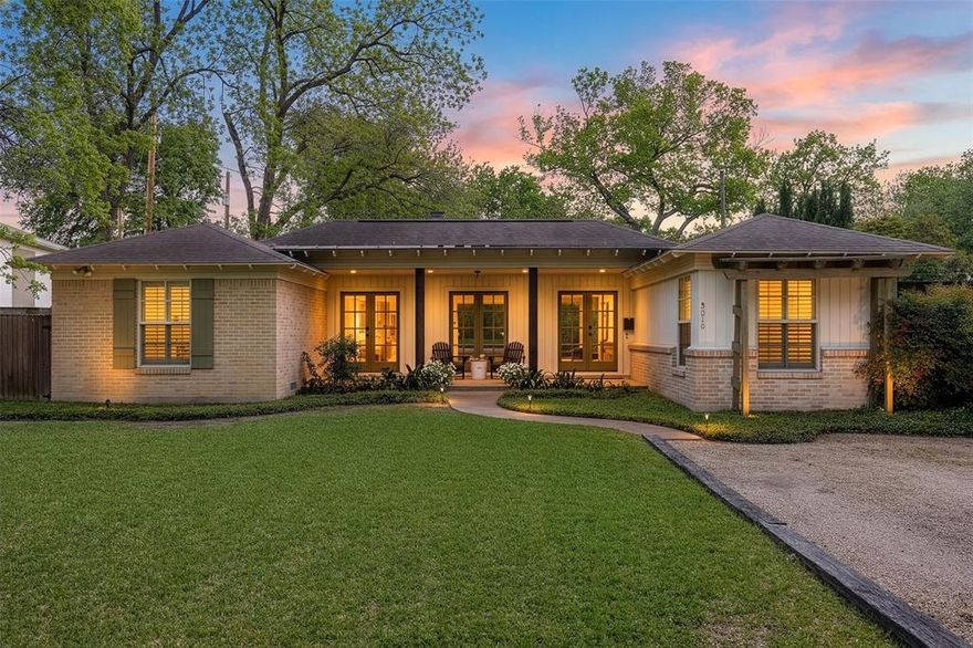 Located on the greenbelt, this darling cottage offers a serene setting and the perfect front porch for taking in stunning sunsets. The idyllic location feels like an escape from Dallas while still being conveniently close to all your favorite spots. This inviting 2 bedroom, 1.5 bath home features a thoughtfully designed layout with vaulted ceilings in the living room, custom built-ins, and a cozy wood-burning fireplace. The dining room, complete with additional built-ins and lovely backyard views, opens to the kitchen for easy everyday living. The kitchen offers ample storage, quartz countertops, a breakfast nook currently used as a study, and a generous laundry closet with extra storage. A well placed half bath is conveniently located near the main living spaces. On the opposite side of the home, two bedrooms with good closet space flank a full bath with marble countertops. Filled with timeless charm and natural light, the home also features newer windows and plantation shutters. With peaceful views and easy access to trails and outdoor recreation, this home delivers a relaxed lifestyle in a prime location, whether you are enjoying a quiet morning or unwinding at the end of the day.