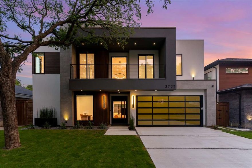 Experience the pinnacle of modern living in this newly constructed contemporary home, designed with cutting-edge features and refined luxury throughout. A striking metal pivot door welcomes you into a space defined by clean lines and bold sophistication. Inside, a floating staircase with sleek glass railing becomes a centerpiece, complemented by zero-maintenance siding and a flawless Level 5 smooth wall finish. The ambiance is elevated by a stylish corner linear fireplace, while the LED-lit master closet adds a glamorous touch of indulgence. Entertaining is effortless with integrated audio in both the living room and outdoor patio areas. Efficiency meets elegance with energy-saving Andersen windows and a premium Lennox Signature two-stage HVAC system offering zoned climate control across four areas. Smart switches and thermostats bring convenience at your fingertips. Built for durability and performance, this home includes a heavy-duty foundation with piers, two tankless water heaters, spray foam insulation, and pre-wiring for security cameras. It's fully equipped with Ethernet cabling and adorned with designer light fixtures that shine throughout every room.