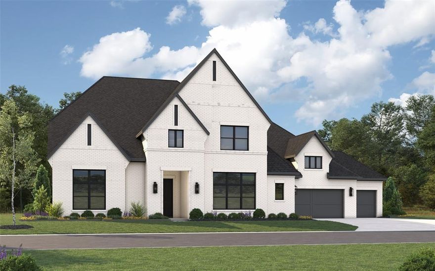 MLS# 20956788 - Built by Tradition Homes - Ready Now! ~ This stunning new construction single-family residence in the desirable Mustang Lakes subdivision offers an expansive 5,381 square feet of elegant living space, designed with a traditional style and modern comforts. With 5 primary bedrooms and 6 bathrooms. The open floorplan features three living areas, a stylish kitchen island, and a dining area perfect for gatherings. Additional highlights include vaulted ceilings, smart home technology, and abundant natural light. Outdoors, enjoy a covered patio, private yard, and landscaped corner lot with a sprinkler system. The residence is equipped with ENERGY STAR heating and cooling systems for efficiency. Located within the highly regarded Prosper ISD, with easy access to schools!