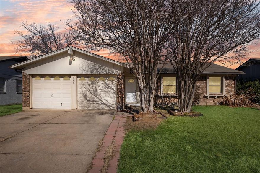 Spacious home with great floorplan. This 3 bedroom, 2 bath, 2 car garage home is just what you have been looking for. Great location near schools, entertainment, shopping, restaurants, I35E and just minutes from Lake Lewisville. Large yard with mature trees and oversize patio. Some of the many features include: wood look laminate flooring, stone back splash, roomy master and large utility room.