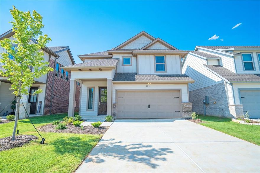 This home is near historic downtown Pilot Point square & Lake Ray Roberts! Enjoy peaceful country living in a small town setting. The Ozark floor plan offers 3 Bedrooms, 2.5 Bathrooms, Game Room, Open Concept Living, Covered Porch & Patio, 2 Car Garage. Platinum upgrade package w wood-look tile. Kitchen w island, granite counters, subway tile backsplash, 42 in cabinets, & huge walk-in pantry is open to living & dining areas. Master w ensuite bath & WIC. All beds up plus laundry w storage closet, full bath, & lg Game Room. Smart home security & energy efficient features included. Classic brick & siding exterior w a covered front porch. Located near Pilot Point Intermediate School.