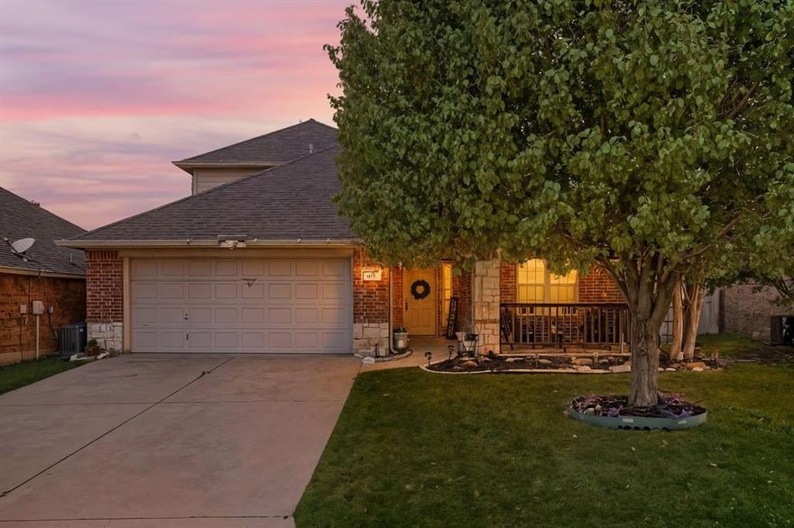 Ask listing agent about a 1% lender credit it buyer finances through LA's preferred lender. Welcome to this lovingly maintained 1.5-story home, ideally nestled on a private cul-de-sac in the desirable gated community of Chisholm Springs. Enjoy the serene drive through winding roads lined with white fencing, leading you past resort-style community amenities including a clubhouse, gym, basketball courts, sparkling pool, and brand-new playground. The HOA regularly hosts holiday events and food trucks, offering a wonderful opportunity to connect with neighbors and enjoy a vibrant community lifestyle. Step inside to discover a thoughtfully designed floor plan with meaningful updates throughout. The open-concept living and dining area features a spacious living room that flows seamlessly into the kitchen—perfect for both everyday living and entertaining. The secluded primary suite is located on the main level at the rear of the home, offering a spacious ensuite bath and an oversized walk-in closet. Thoughtfully positioned apart from two generously sized guest bedrooms and a full bathroom, it provides the perfect blend of privacy and convenience.
Upstairs, a versatile loft-style game room and a fourth bedroom with dual closets and a half bath create flexible options for a home office, guest retreat, or playroom. Enjoy peaceful mornings or quiet evenings on the covered front and back porches, with views of the private yard, mature trees, and a bonus side yard with a storage shed. Over $29,000 in upgrades in the past four years include new HVAC (2023), updated kitchen appliances, fresh interior paint, carpet, modern lighting, finishes and more. The home also includes a private tornado shelter for added peace of mind and is located in tax-friendly Wise County. Conveniently located within the highly acclaimed Northwest ISD and offering easy highway access, this home provides the perfect balance of country charm, community amenities, and proximity to shopping and dining.