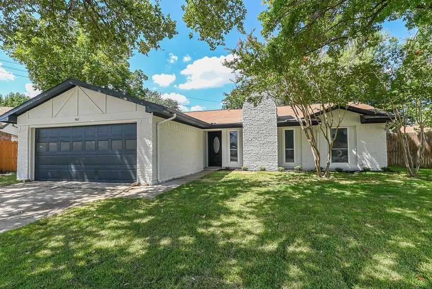 Newly Updated home on culdesac lot in Lewisville! The home features an open floorplan with tall ceilings and lots of space! The living room is cozy with a large fireplace and is open to the kitchen and backyard making entertaining easy. The kitchen features granite counters, stainless appliances including an electric range, dishwasher, and microwave, new faucet, decorative lighting, and backsplash! The primary bedroom is split and has room for sitting. The primary bath has granite counters, bathtub, and walk in closet! The secondary bedrooms have nice closet space. The backyard is oversized and the whole lot has new grass! Updates include fresh paint, luxury vinyl plank floors, new lighting and ceiling fans, refinished bathrooms including new fixtures, new appliances, and more. The exterior was cleaned and painted, the yard was regraded with a new sprinkler system, new landscaping, and sod! Close to major transportation, dining, shopping, and great schools! This home has it all!