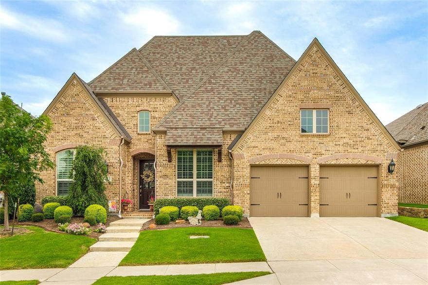 Absolutely Stunning! This Gorgeous 4 Bedroom, 3 Bath, 3 Living Area, 3 Car, 3031sf, Custom Finished, ONE STORY has the most perfect floorplan, designed with both entertaining and privacy in mind at the same time. At the front, with french doors is a spacious study, accented with crown molding, then, for your guests is a tucked away guest suite, and full bath. Wander some more and wow, you will come upon extraordinary living and dining spaces, noted with scraped hand-nailed hardwoods, plantation shutters, high ceilings, two more living areas, two dining areas, and a gourmet kitchen that will surely invite all to gather for memory making and entertaining!  All of this overlooks a charming covered, and extended, backyard patio!  Two separate wings, one hallway for secondary bedrooms and one hallway for the primary suite lead to quiet spaces! Solid core 8 foot doors, extensive ceiling crown moulding, gorgeous paint palettes, gently lived in, 647 sq ft three car tandem garage with epoxy floor, PLUS all the other quality materials and Upgrades are just the cherry on the top for this charming southern home.  Argyle schools and near by access to shopping and restaurants make this one an Absolute Must See - So Put It On Your List!!!!