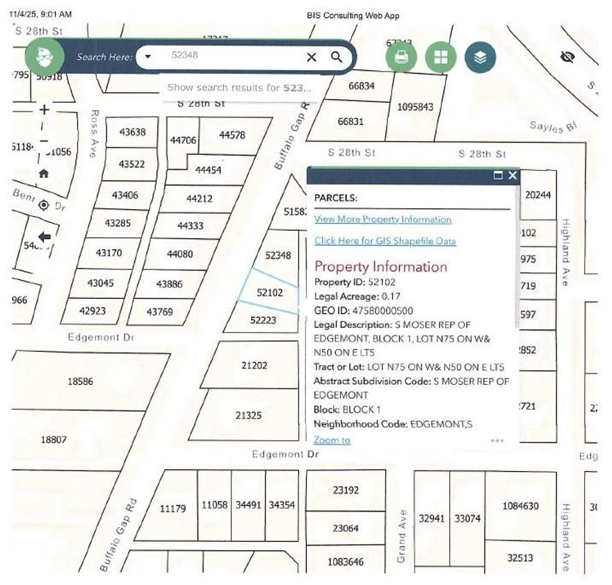 Vacant Lot.  Possible rezoning for office.  Possible owner carry.  Property is on one of the highest traffic thoroughfares in the city.  There are several offices located close to this property on the same side of the street, including one adjoining.  Excellent frontage location.