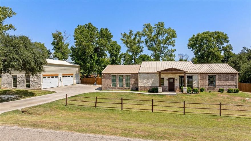 Little slice of heaven awaits you...nestled on 3+ acres, this beautiful 3-2 home offers the perfect blend of country living with easy access to schools, shopping, restaurants, etc. HEB & Kroger are just 5 minutes away. The heart of the home is it's expansive living area, perfect for hosting all your family & friends gatherings. Step outside to the oversized back patio with TV hook-ups and relax by the sparkling salt water pool. Your private oasis has plenty of space to add an outdoor kitchen area, pergola or garden...you decide.  Whether you're enjoying a quiet evening under the stars or entertaining guests, this outdoor space is designed for ultimate enjoyment. For car enthusiasts or hobbyists, the 5-car detached garage is a dream come true, featuring an upstairs storage area for added convenience. Exterior 50 amp outlet. Plus there is even a go-cart path past the envelope of trees...for those weekend adventures. Located outside city limits and on the Acton side of Granbury. Schedule your showing today!!