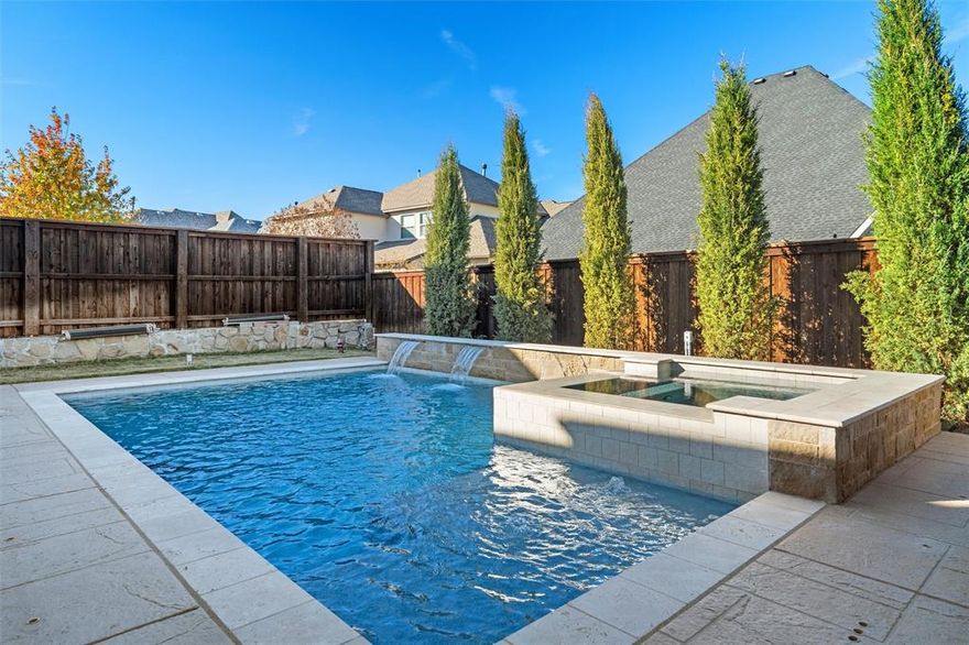 Why start from scratch when you can step right into luxury—and save a fortune doing it?  Welcome to your private oasis in Walsh Ranch, where this pre-existing, beautifully maintained home delivers tens of thousands of dollars in features today’s new builds simply don’t include. Forget spending $120K–$180K (or more) to add a pool, spa, outdoor kitchen, pergola, and fireplace after closing. This home already has it all—a sparkling heated pool and hot tub, a full outdoor kitchen under a covered pergola, and a cozy outdoor fireplace—ready from day one. No construction. No delays. No surprise invoices. Just instant enjoyment and long-term savings. Inside, you’re welcomed by soaring 20-foot ceilings, a bright windows flooding the space with natural light, and a dedicated private study. The open layout features a warm dining area and a breathtaking two-story family room framed by elegant arched windows. The kitchen stands out with incredible storage, extensive cabinetry, and a custom built-in hutch—perfect for everyday living and effortless entertaining.  The extended primary suite is a true retreat, while upstairs offers a spacious game room, three generous bedrooms, a full bath, and a Jack-and-Jill bath—plenty of room for family and guests. Fresh paint, new carpet, and meticulous upkeep make this home truly move-in ready.  Living in Walsh Ranch adds unbeatable value: enjoy a community athletic club, resort-style pools, parks, creative studios, a wood shop, a high-end market, plus front-yard maintenance and blazing-fast 2 GB internet—all included with your HOA.   Why pay more for a new home with less? Get luxury, savings, and instant amenities—without the construction wait. Schedule your showing today and experience the value difference for yourself! Solar panels will be paid off at closing.