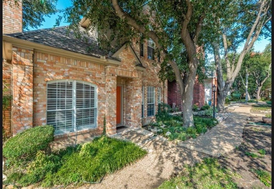 Beautifully maintained 3 bedroom, 3 bath home in a desirable Far North Dallas community with top-rated schools. Light-filled and functional floor plan with spacious living area, fireplace, and rare full bath for each bedroom. Downstairs bedroom with adjoining full bath offers flexibility for guests or home office. Kitchen opens to living space and features granite countertops, ample cabinetry, and breakfast bar. Neutral finishes throughout create a move-in-ready feel. Enjoy mature trees, charming curb appeal, 2 car garage, community pool, and well-kept common areas. HOA maintains grass area and provides water for lawn care. Minutes from shopping, dining, and major highways. Buyer and buyer’s agent to verify all information.