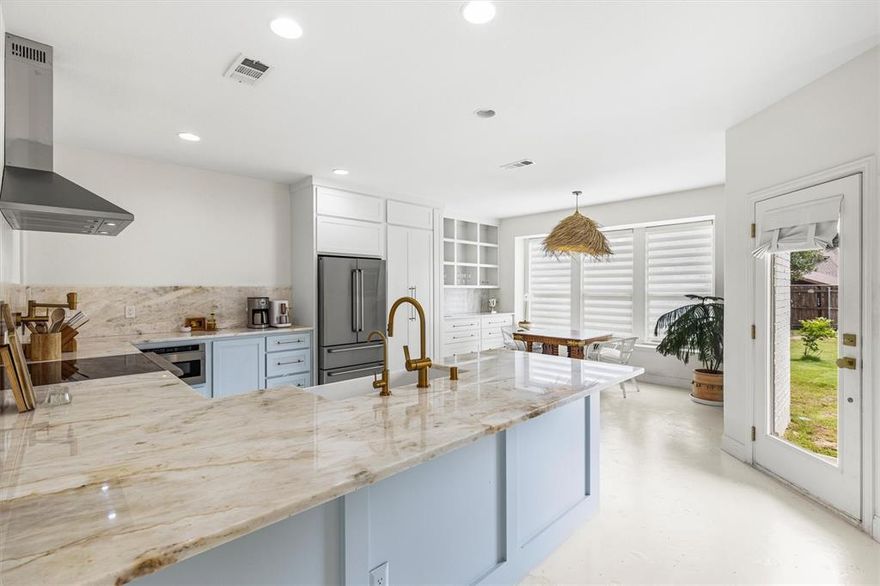 Prosper’s schools and growth attract you, but 16012 Alvarado Drive’s unique design and added special decorative touches confirm that it’s home. This thoughtfully updated 3-bedroom, 2.5-bath home offers more than just space—it showcases vision and creativity. As you step into the foyer, a dedicated office area awaits to your left. Continue into the open-concept main floor where the spacious living room features a wood burning fireplace, expansive windows, and access to the backyard.

The heart of the home—the kitchen—is a true showpiece. The owner had a vision and transformed the space. The result is a grand kitchen that stuns with imported Brazilian Quartzite countertops from Italy, stainless steel appliances, ample cabinetry, and a charming breakfast nook. Just off the dining room and near the stairway is a convenient half bath for guests.

Upstairs, unwind in the luxurious primary suite with an ensuite bathroom featuring dual sinks, a soaking tub, separate shower, and a spacious walk-in closet. Two additional bedrooms share a full bath with a tub-shower combo. A cozy upstairs family area adds versatility for relaxing or entertaining.

Step outside to a covered patio and a spacious fenced backyard—perfect for play or hosting gatherings. Enjoy access to community amenities including pools, playgrounds, and green spaces, completing the lifestyle this beautiful home and neighborhood offer.