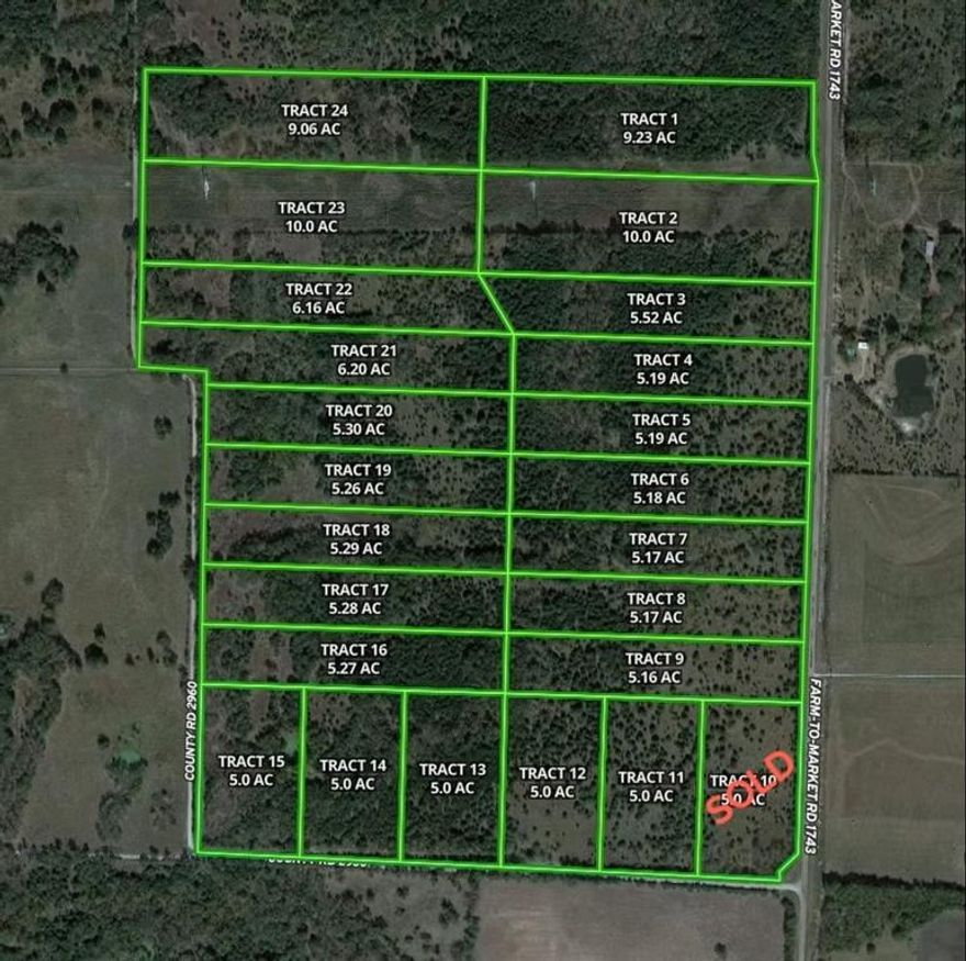 Rare Opportunity to purchase 5 acres of hard-to-find land near the brand-new Bois D Arc Lake. With the lake estimated to open in 2024, secure your property while it is still affordable. Bois D'Arc Lake Estates is offering introductory pricing on the first 10 lots sold before prices are raised 40% on the remaining 14 parcels. Beautiful, scattered hardwood trees on nice roads close to the public boat ramps on FM 897. Water is now available along FM 1743 parcels and will be extended to all parcels soon. These lots fall into the new lake zoning of 5-acre minimum parcels. 24 parcels in total are being offered in 5- and 10-acre configurations. TX.D.O.T. culvert permits have been submitted and Water Will-Serve letters are in-hand. Septic is required. Lake is about 90% full and opens to boats soon. The lots are on the FUN side of the lake designed for recreational boating. Owner Lending, 15% Down, 10% Interest, 5 Year Note.
