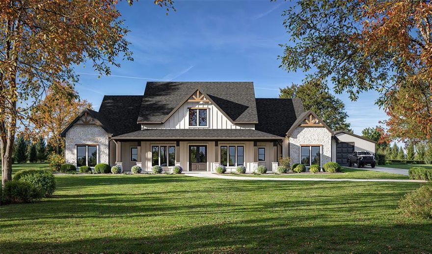 Sitting on just over an acre with a beautiful shop, access to a community pond and peaceful walking trails, this brand-new True Texas Builders home delivers the perfect blend of luxury and function. Inside, you’ll find 4 bedrooms, 3 bathrooms, and 2,400 sq ft of thoughtfully designed space with elevated finishes throughout—warm wood tones, black accents, soft neutrals, designer lighting, and sleek gold fixtures that pull the whole look together. The open-concept layout is bright and inviting, with a large kitchen, oversized island, and a living room made for gathering. Outside, a huge 30x40 shop gives you all the room you need for tools, toys, projects, or extra parking. With its modern farmhouse exterior, premium selections, and a peaceful country setting on one of the premier lots in the newly opened Estates of Rattler Ranch, this one checks every box. Style, space, and a shop, welcome home to 2207 Rattler Way! Expected Completion February to March of 2026.