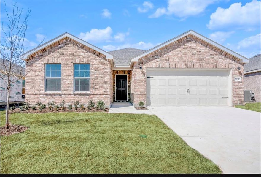 This like-new construction home is ready for you!!  Located in Travis Ranch Community, you will have to look no further. As you enter, you will be greeted with ceramic tile flooring throughout the living, kitchen, and dining.  Open concept, natural lighting, and clean look.  The kitchen is enormous with an island, and spacious dining room. The secondary bedrooms are quaint in size. The primary suite is massive, has an ensuite master bathroom that includes double vanity, garden tub, and separate shower.  It also includes a big walk in closet. The backyard has a concrete patio, large to throw a party.  This home will not last! Close to entertainments, shopping centers, and dining.  Come take a look today!