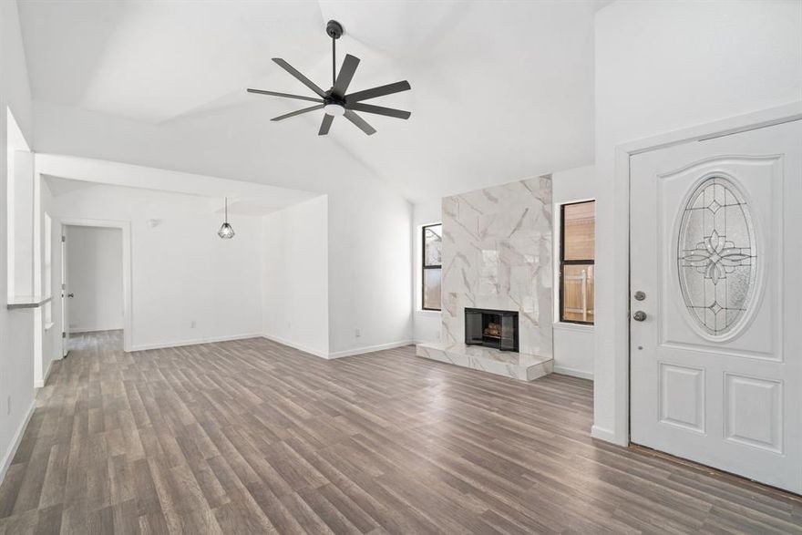 Completely renovated home in Keller ISD, positioned along N Tarrant PKWY, walking distance from multiple shopping locations. 3 bedroom, two bathroom (custom remodel for both), large backyard, with a garage. Living areas contain high ceilings and open concept. New floors, light fixtures, and fans throughout the whole house. Renovated kitchen includes new cabinets, countertops, and appliances. Major updates include new HVAC, garage door, fencing, as well as repairs to roof and foundation (lifetime warranty).