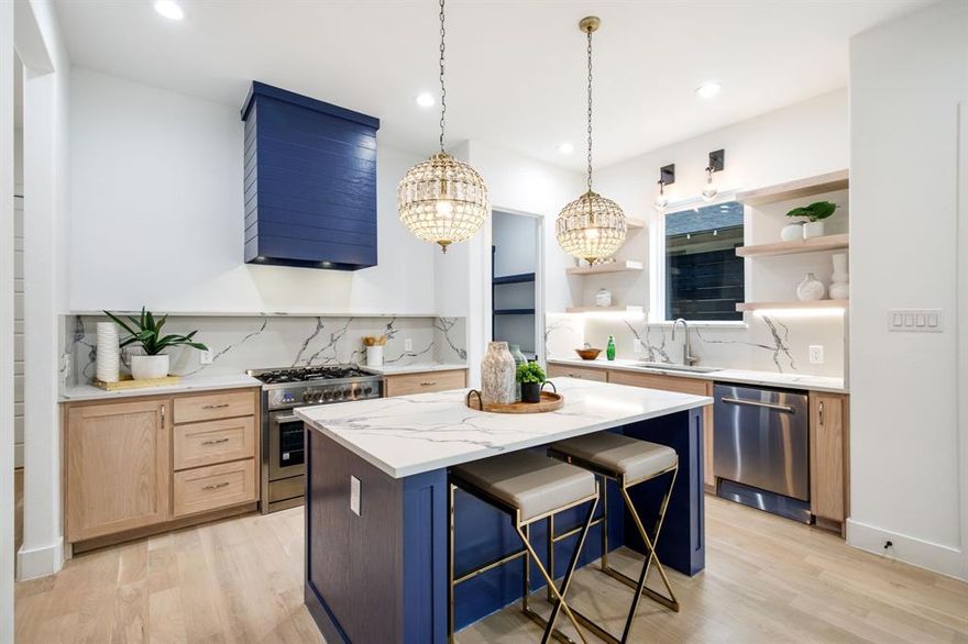 Modern new construction duplex in Mount Auburn near Lakewood and White Rock Lake offering exceptional flexibility—purchase one or both sides at 805 & 807 S Glasgow. Each residence features a private gated entry and two-car garage with direct access into a mudroom drop zone and convenient half bath. Open-concept main level with white oak floors, quartz countertops, oversized island, prep pantry, stainless steel appliances, and custom white oak cabinetry. Light-filled living and dining areas with floor-to-ceiling windows, dramatic fireplace, and oversized sliding doors leading to a fenced backyard and covered patio for seamless indoor-outdoor living. Upstairs offers 3 bedrooms including a spacious primary suite with private balcony, spa-like bath with dual shower heads, rain shower, double vanity, and walk-in closet, plus 2 secondary bedrooms, full bath, laundry room, and dedicated office nook. Ideal for owner-occupants or investors.