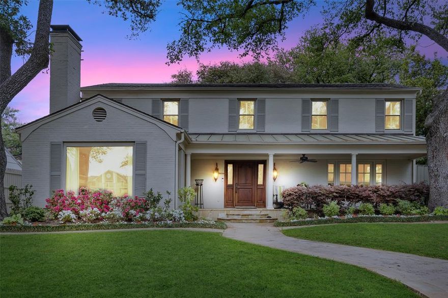 Tasteful and tranquil home on one of the most serene streets in West Highland Park, sits on professionally landscaped lot with gorgeous trees; Formal living and dining with picture window and fireplace; Gourmet kitchen includes custom cabinetry and matching paneled appliances, 6 burner Viking range,Sub-Zero fridge, large island with 2nd sink and warming drawer. Pleasant secondary dining and family room look out onto private backyard patio and wrap around into light filled office; Spacious master upstairs with grand bath and generous walk in closet; Beautiful backyard secluded and serene under canopy of trees with fountain and pergola covered outdoor entertaining area. Detached garage includes charming guest quarters w full bath, closet & wet bar. Electric security gate in driveway. Notable updates include fresh paint throughout…