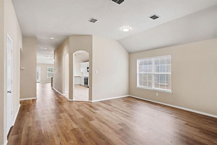 Beautiful brick 4 bedroom 2 bath home with open concept living areas.  Master bedroom has an oversize walk in closet and a master bath featuring dual sinks and a large walk-in shower.  Each of the 3 other bedrooms features double door closets.  The kitchen flows naturally to the spacious living area for entertaining friends and family.  Located just off 1187 with easy access to I-35.  You are within minutes of dining and shopping needs!