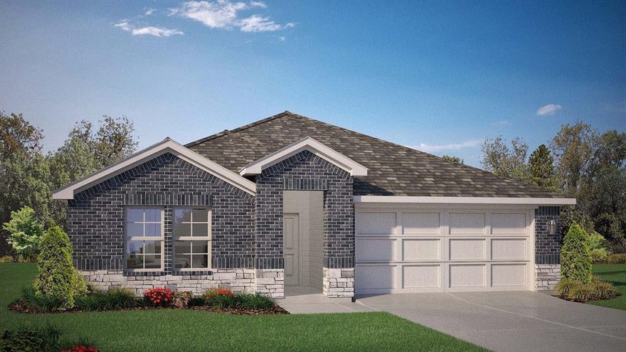 Beautiful new D.R. Horton home in the Bella Vista community located in Granbury and Granbury ISD! The single-story Texas Cali floorplan, Elevation B, with an estimated Summer completion, offers 4 bedrooms, 2 bathrooms, and a 2-car garage with a spacious open-concept layout designed for modern living. The family room, cozy nook, and contemporary kitchen blend together seamlessly, creating an inviting central gathering space ideal for both everyday comfort and entertaining. The chef-inspired kitchen features quartz countertops, 36” upper cabinets with hardware, stainless steel appliances, an electric range, stainless steel sink, center island, and a walk-in pantry for ample storage. The private primary suite includes an en-suite bath with dual quartz vanities, a 5-foot oversized shower, and a walk-in closet located directly off the bathroom. Three secondary bedrooms and a full bathroom with a quartz vanity top offer flexibility for family, guests, or a home office. Luxury vinyl plank flooring is installed throughout all main living areas and wet zones for enhanced durability and easy maintenance. Built with energy-efficient construction and equipped with America’s Smart Home Technology, this home also includes a tank water heater for added convenience. Exterior features include a landscape package, full sprinkler system with rain sensor, privacy fencing. Bella Vista in Granbury is more than a place to live—it’s a place to call home.