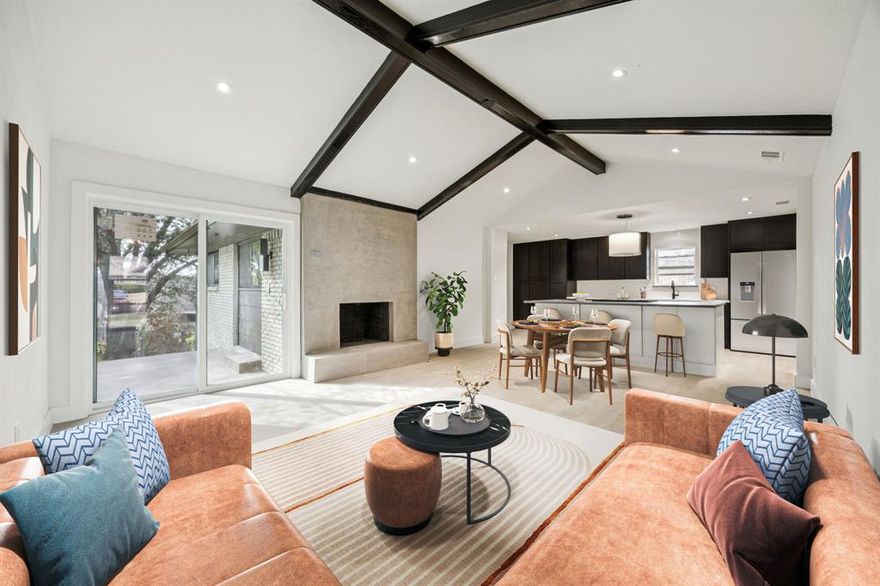 Perched within the enclave of Highland Oaks, this fully reimagined residence showcases a premier investor renovation blending modern design with thoughtful functionality. The open-concept layout was intentionally redesigned, removing walls to create seamless flow between the living, dining, and kitchen spaces while maximizing natural light and everyday livability.
Luxury vinyl plank flooring runs throughout the home, complemented by a neutral modern color palette, recessed LED lighting, and updated doors and hardware. The kitchen serves as a true centerpiece, featuring a large island with cabinetry on both sides, soft-close cabinetry, Decorative upgraded exhaust and lighting (Wait until you see this vent hood!), a 36-inch commercial-style gas range with six burners, and a large window overlooking the expansive backyard.
The home offers five well-proportioned bedrooms and three updated bathrooms, each thoughtfully reconfigured to enhance accessibility and flow. Bathrooms include modern finishes, recessed lighting, and dedicated storage. Ceiling fans and recessed lighting have been added throughout the bedrooms, with custom closet features in select rooms.
Exterior enhancements include refreshed paint, modern lighting, improved concrete walkways, privacy fencing, and added landscape lighting. Mechanical improvements include relocation of the HVAC system to the attic, improving both functionality and storage efficiency.
Situated on an expansive lot in an established neighborhood, this move-in-ready property offers modern comfort, clean architectural lines, and long-term value in a desirable Dallas location.