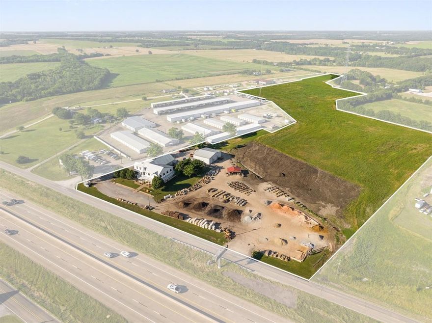 Great property with unlimited opportunities.  Just under 20 acres on Hwy 75 in Van Alstyne ETJ.  Has 9 unit office with apartments for passive income, operating stone yard that can convey.  Roughly 200k in inventory, large list of equipment, tractors and trucks.  Site coneveniently features two access points of Hwy 75 service rd as well as Jay rd on the back.  75 frontage approximately 500 ft and Jay rd approximately 80 ft.  Flat land makes it ideal for expansion as well as development opportunities with North Texas and specifically Grayson county becoming a popular destination for companies of all sizes including Globitech, Texas Instruments, John Deere and more.