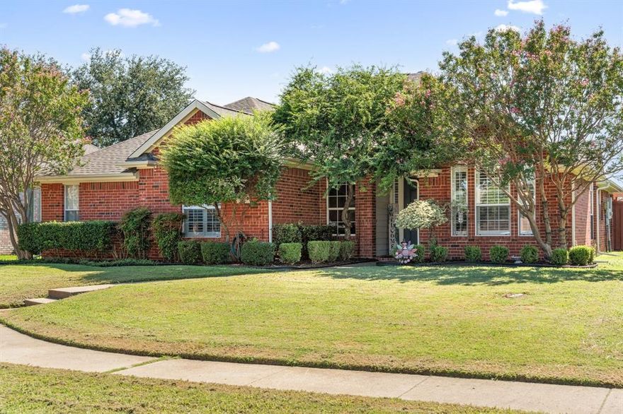 Pride of ownership shines throughout this stunning home, ideally situated in the prime North Garland area, just off the George Bush Turnpike and only minutes from the Firewheel Town Center with countless shops, restaurants, and entertainment options.  Gently nestled on a quiet cul-de-sac and boasting nearly 2,300 sq. ft. of thoughtfully curated living space all on one level, the home features 3 bedrooms plus an office tucked behind french doors, elegant formal dining and living areas, and a dream chef’s kitchen complete with a double-oven gas range and a massive island that opens to the inviting family room and casual breakfast nook.  With high ceilings and an abundance of windows, the home is filled with natural light, enhancing its open and airy feel.  Lovingly maintained and updated with big-ticket items, including a recently replaced HVAC in 2022 and added attic insulation, the home is further enhanced by luxurious finishes such as gleaming hardwood floors and elegant plantation shutters on the windows for a timeless look.  The private backyard is spectacular, featuring a spacious patio and plenty of room for kids and pets to enjoy.  Located within Garland ISD’s open-choice school district, your children will have access to some of the district’s most prestigious Magnet STEM programs, including Walnut Glen Academy for Excellence, Austin Academy for Excellence, and Watson-Jackson Technology Center.  Enjoy a highly convenient location with quick access to major thoroughfares, putting the entire Metroplex within easy reach.