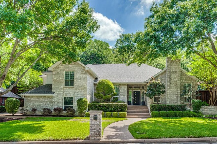 Lovely, soft contemporary home on large, private, wooded lot in highly desirable Overton Woods! This beauty offers 3 bedrooms, 2.5 bath, 3 car garage, glass room overlooking pool and patio, second glass room off of primary bedroom perfect for yoga, exercise, office or plants, etc.  Some of the features include grand entry, huge kitchen with SS appliances, adjacent wet bar w wine fridge, inground pool, built in outdoor cooking area, open concept kitchen, breakfast, living and wet bar area.  This home is multi level with primary bedroom 3 steps up from the main level, secondary bedrooms are 8 steps up from the main level, garage is 7 steps down from the main level.  This home has amazing storage, lighted built ins in the formal dining area, plantation shutters, lovely back yard, great privacy, cedar closet. One of the secondary bedrooms offers a built in desk area and built in shelving.  The two secondary bedrooms share a bath.  The pool was resurfaced a few years ago, the living room fireplace logs and glass were installed in 2025, glass replacement in the glass room in 2024.  This home is perfect for entertaining or a quiet, private lifestyle.  Amazing location near CTP, SW Blvd, Hulen, Bellaire, I20 and I30.  The hilly backyard offers rustic nature and privacy.