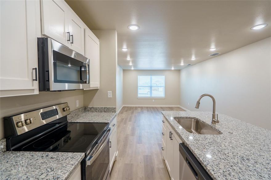 Now leasing Sandy Creek Townhomes, Abilene's newest rental community located across the street from Dyess Air Force Base. With a variety of floor plans and price points, we are sure to help find you your perfect home! Enjoy a new construction townhome with private fenced-in backyards, granite countertops, vinyl flooring, low-maintenance landscaping, pet-friendly leases, and free applications.
This unit includes three bedrooms and two bathrooms with an open-concept living area. A utility room with full washer and dryer hookups and storage. One garage space and a private side entrance give more privacy to the tenant.

Please check our website for more availability!