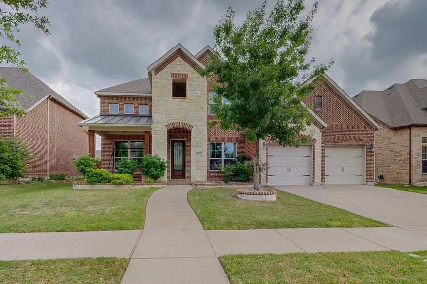 Don’t miss this Beautifully maintained North Facing home zoned to Prosper ISD in 5 star Miramonte community. The seamless open floor plan with High Valued Ceilings in the family room perfect for large family gathering or entertainment. Elegance with luxurious features, including quartz countertops, luxury hardwood and vinyl floors exuding both functionality and style. Indulge in the finer details, from the thoughtfully incorporated home features and to the meticulously chosen fixtures throughout. Total 5 bedrooms 2 are downstairs with office and traditional formal dining, 3 bedrooms upstairs with Huge Game room and media rooms are perfect for growing family needs. Outside covered patio perfect for BBQ and big size backyard. This home comes with Tesla Solar Panels in the roof and EV charging ready plug in the Garage. Come and see Inside its beautiful.