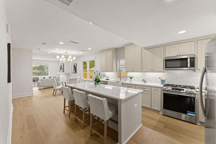 Welcome to 814 Turner Ave, a historic gem in the heart of Dallas and located in the Kings Hwy Conservation District. This elegant residence boasts 3 bedrooms and 2.5 beautifully designed bathrooms. Step inside to discover a harmonious blend of elegance, charm & modern sophistication. This home features two living areas, hardwood floors, and luxury finishes throughout. The open floor plan seamlessly blends the living, dining, and kitchen areas. The kitchen features an island, designer tile backsplash, farm sink, gold fixtures, SS appliances, including a gas range, and ample cabinet and counter space. Continue to the family room with access to the upstairs primary retreat, offering a serene oasis with a luxurious en-suite bath & private balcony! Out back, enjoy the large covered patio with a built-in grill, private backyard with a driveway gate, detached garage, and storage shed. This home offers elegance, practicality, and charm just minutes from downtown! Schedule your Showing today!