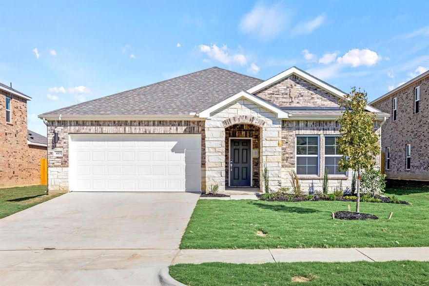 MOVE IN READY! Embrace modern living in the Sutherland floor plan! This attractive plan begins with a foyer that leads past two roomy bedrooms flanking a bath. The hallway continues, opening up into a sunny, airy space centered around an inviting great room. A few steps away, a kitchen with a wraparound counter, walk-in pantry, and center island flows into a charming dining area, complete with access to the covered patio. The serene primary suite is adjacent, showcasing a large walk-in closet and a private bath with dual sinks and a walk-in shower. Enjoy comfort and convenience with the Sutherland plan! Conveniently located near I-45, Ferris offers a short drive to economic, entertainment and cultural hubs across the Dallas-Fort Worth metro area—plus local attractions, such as restaurants, shops, and year-round community events. You’ll love a charming small-town atmosphere that's only 20 miles from urban amenities in downtown Dallas!