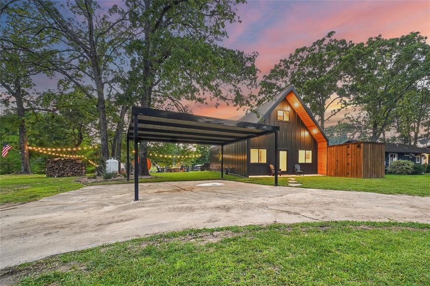 Search Evan Downey Real Estate Youtube Shorts channel for video walkthrough. If you’ve been waiting for a true standout investment property on the water… this is it. Welcome to your Nordic inspired A frame retreat on the shores of Cedar Creek Lake built in 2025 and designed to absolutely impress from the moment you arrive. This isn’t just a lake house… it’s an experience. Step inside and you’re immediately greeted by soaring ceilings wrapped in warm cedar, creating that perfect blend of modern luxury and cozy, elevated cabin vibes. The kitchen is styled by sleek nordic cabinets with Taj Mahal style quartz countertops with kitchen island. The metal roof and siding not only give it that sleek architectural edge, but also durability that’s built to last, low maintenance, high style. And then there’s the lifestyle…Imagine mornings with coffee overlooking the water, afternoons on your private dock, and evenings unwinding in the Jacuzzi as the sun sets across the lake. The fire pit sets the stage for unforgettable nights, especially because the property is surrounded by mature oak trees and pines. Location? You’re just minutes from one of the area’s most popular wineries, Triple N Winery, making this an absolute magnet for weekend getaways and short-term rental demand. Now let’s talk numbers, because this one isn’t just beautiful, it performs. This property is already a proven, cash flowing short term rental business with over 30 perfect 5 star reviews. That kind of track record doesn’t just happen, it speaks to the design, the experience, and the demand. You’re stepping into something that’s already working. Whether you’re looking for a personal retreat, a hybrid investment, or a full-time income producing property…this checks every box. Unique aspects of this home include cedar wood ceiling, smooth wall finish, open floor plan, 12 foot high ceilings, quartz waterfall countertop, metal roof and siding, native Texas plants landscaping, and a Cal Spa hot tub.