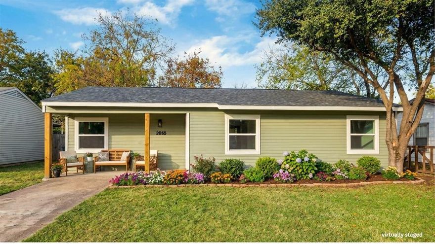 Open House - Saturday Feb.21. Welcome to 2655 Larry Dr in Dallas. Move-in ready home offering comfort, functionality, and value in a convenient location. New price, don't miss it. 
The Fully updated kitchen is perfect for cooking and entertaining. Step outside to a private backyard ready for relaxing evenings or weekend gatherings.  The updates include adding a new master bedroom and master bath, new laundry room, brand new roof 2025, fresh paint inside and out, new waterproof floors throughout the house, Brand new cabinets and vanities, toilets, tub, granite counters, stainless appliances, ceramic back splash in the kitchen. New lighting throughout the house,  new windows and trim and much more! Large backyard with open patio and detached 1 car garage plus extra storage space or can be converted to 2 car garage. With a rear garage location this house has plenty of parking space and the large backyard offer lots of potential for entertainment: adding a pergola, fire pit, garden beds etc.   Convenient location just 10 miles from downtown Dallas bout 5 to 6 miles to White Rock Lake and Dallas Arboretum. close to schools, shopping & dining. Note:some pictures are virtually staged. Move in ready!