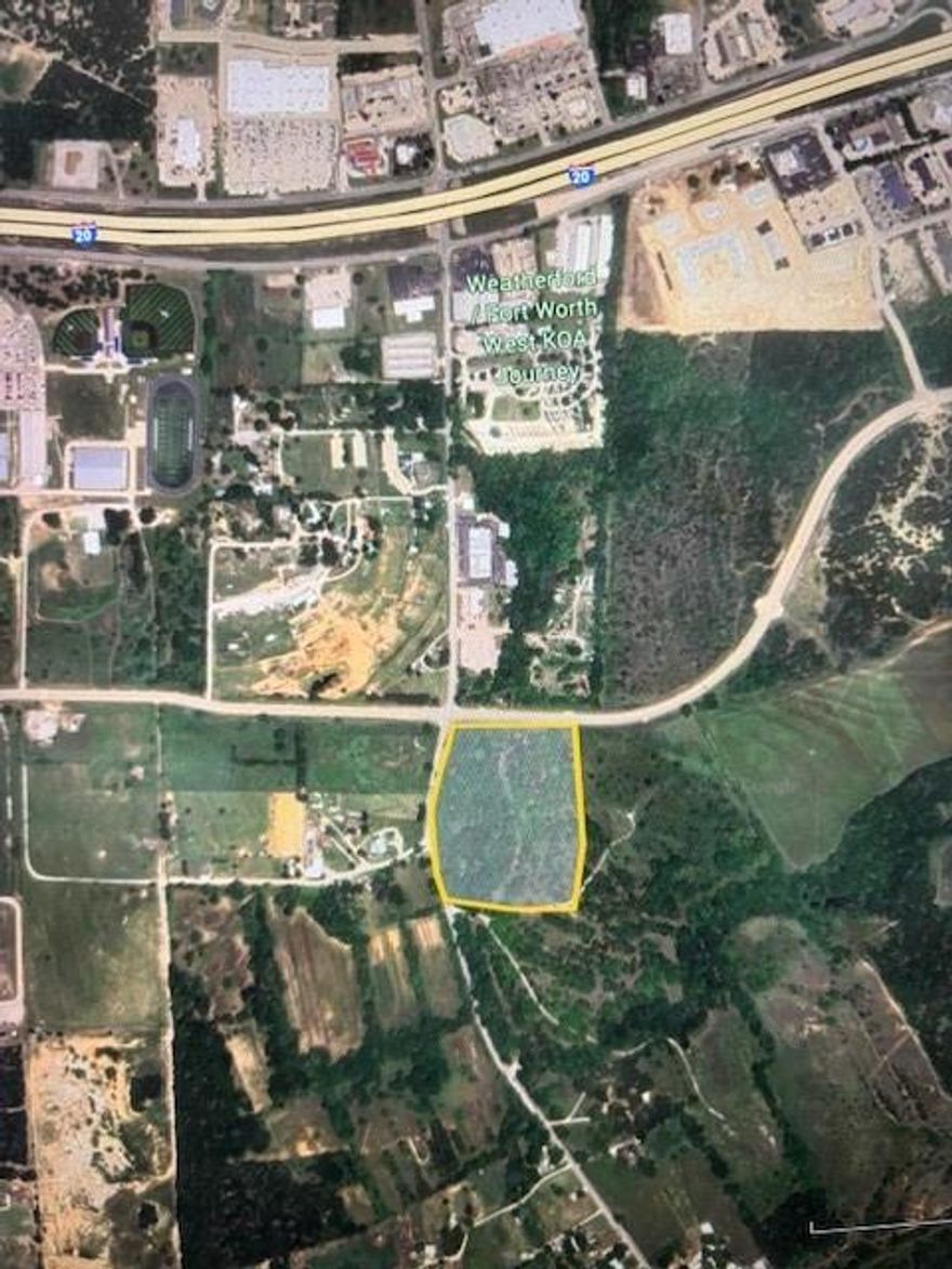 Amazing location less than .5 of a mile from I20 and Hwy. 51. This location is ideal for commercial development. It is just south of the future HEB and just west of Chick Filet and just north of the future residential development with Riverside Home Builders. There is apprx. 575 ft. of road frontage on BB FIELDER & 1000 ft. on Tin Top. Pre-development with the city of Weatherford supports commercial and or residential use.