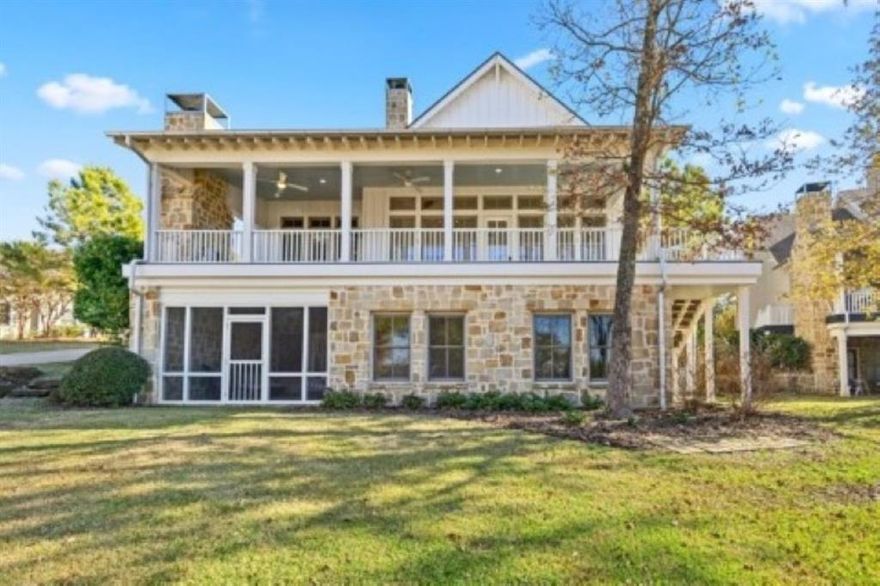 You will locate your lake home on Founders Row where you will enjoy lake views and beautiful sunsets welcoming you and your friends while you enjoy the covered porch sitting by the stone fireplace. Lake views through the canopy of treetops while the rolling terrine slops down to the boat pier. The community offers many outdoor activities, walking trails, pools area. This home comes with bonus rooms that can be used for bedrooms if needed.  All offers will be reviewed after 7 days on market. All buyers must be pre-qualified  with NewRez , terms for making offers in MLS docs