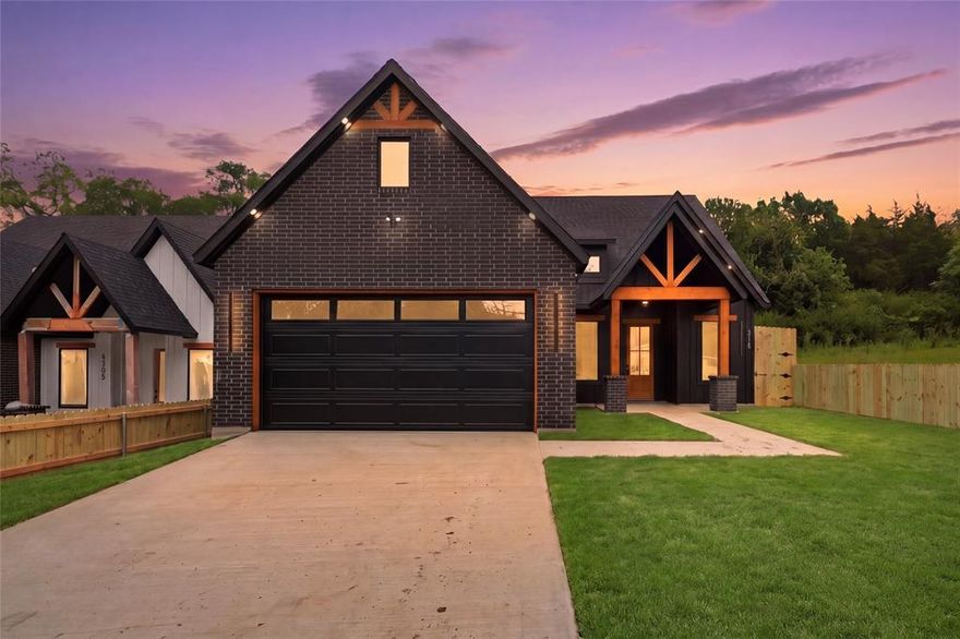 Brand new modern farmhouse in a community full of newly built homes, featuring 3 bedrooms plus a dedicated office. Eye-catching brick exterior with cedar accents adding a unique farmhouse curb appeal. Inside, enjoy vaulted ceilings, quartz countertops, and a striking floor-to-ceiling electric fireplace. The primary suite offers a spa-like bathroom with a relaxing soaking tub, separate floating vanities and an oversized walk in shower!