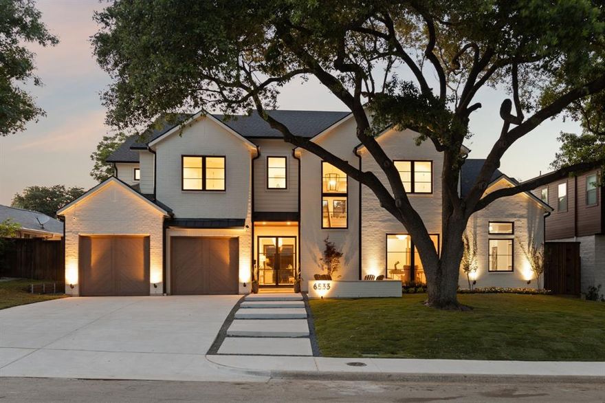 Situated on a quiet tree-lined block in the heart of Lakewood, this stately new build by Gramercy Custom Homes leaves no detail overlooked. Inside, experience transitional interiors, museum finish walls, and hand selected finishes. The open concept kitchen-dining are designed to entertain with upgraded commercial appliances, prep pantry with 2nd sink, and remarkable arched bar-serving area. Living room is a dream with vaulted ceiling, custom beams, and sweeping backyard views. Impressive 12ft bi-fold door fully opens to expansive outdoor living, sparkling pool-spa, and turf yard for play. Rare downstairs primary retreat offers walkout pool access, tranquil bath with honed natural limestone floors, and custom closet with built-in washer-dryer. Add’l downstairs bed with ensuite pool bath is perfect for guests, gym, or 2nd office. Upstairs spacious family room with wet bar, three add’l beds with ensuites, and oversized laundry room. Walk to Lakewood Elementary and easy access to Downtown.