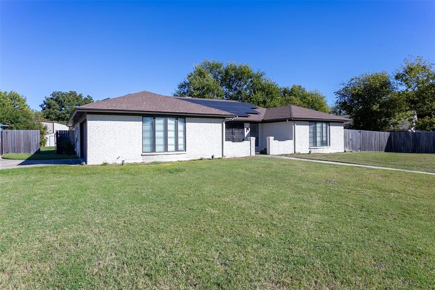 Welcome home to this beautifully maintained 3 bedroom 2 bathroom residence in the heart of Benbrook. Nestled on a large tree shaded lot, this property offers the perfect blend of comfort, privacy and outdoor living. Step inside to find an inviting layout featuring a bright living area, updated flooring, and a spacious kitchen ready for everyday meals or weekend entertaining. The highlight awaits in the backyard offering a sparkling in-ground pool surrounded by generous space for pets, gardening, playsets, or future enhancements ideal for summer gatherings and enjoying quiet evenings. Located just minutes from schools, Benbrook Lake, Dutch Branch Park and Benbrook Community Center YMCA, this home offers unbeatable access to outdoor recreation, walking trails, picnic areas, boating, sports fields and fitness facilities. Enjoy the tranquility of a suburban community while staying conveniently close to shopping, coffee spots, and dining options. RECENT UPGRADES include new pool liner, new flooring, new electrical panel and 33 panel solar system (2022) and new fence and new roof (2023).