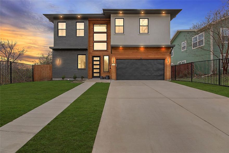 Stunning modern home featuring 10-foot ceilings throughout and a dramatic 25-foot foyer filled with natural light. The open-concept layout showcases a chef’s kitchen with quartz countertops, stainless steel appliances, and custom underlit cabinetry. Upstairs offers a second living area with an open-to-below design and access to a second-floor balcony overlooking the backyard—ideal for entertaining. Enjoy a low-maintenance turfed yard with a new pergola, plus the privacy and security of a gated home. Move-in ready and designed for modern living.