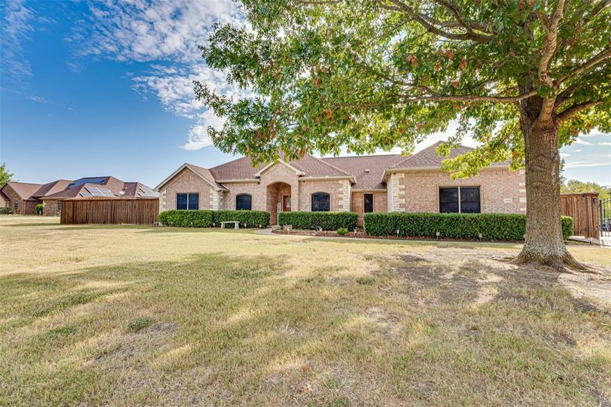 Welcome to this 4 bedroom, 2 bath home situated between Red Oak and Waxahachie, offering just over 2000 square feet of living space AND an inground POOL with a slide and an in-water seating area with a table, along with a large (16x14) shed on a concrete slab! The pool was originally a salt-water pool and can be converted back if you want, and its lights change colors! The home is located in the city of Red Oak, but is in the WAXAHACHIE ISD, and has a Waxahachie mailing address. The home offers TWO living areas (one with a WBFP), TWO dining areas, FOUR bedrooms (one with a secret entrance, currently used as a closet), a fully remodeled kitchen, a large back patio with TWO pergola covers that will stay with the home, an AC system that is less than 2 years old, a wood fence on one side for privacy, and an iron fence on the other side that allows a view of the community pond. Extra concrete has been poured for additional parking space. The primary suite is a relaxing retreat complete with a sitting area, ensuite bath with dual sinks, a soaking tub, a separate shower, a walk-in closet, and access to the back patio and pool. This home was built for entertaining with an easy circular flow from the kitchen to both eating areas and both living areas.  The updated kitchen boasts cabinetry that extends to the ceiling, a large island with seating for 8, a farm sink, and a lighted pantry.  Want to take the party outdoors?  The expansive, level backyard offers endless possibilities for outdoor living, gardening, a workshop, sports courts, or just relaxing at the pool overlooking the neighborhood pond.  Located about 20 minutes from Dallas with easy access to I-35E or Hwy 287.   Close to restaurants, groceries & shopping, yet still in the country. NO MUD, NO PID! Don't miss this one!  Come see it today!