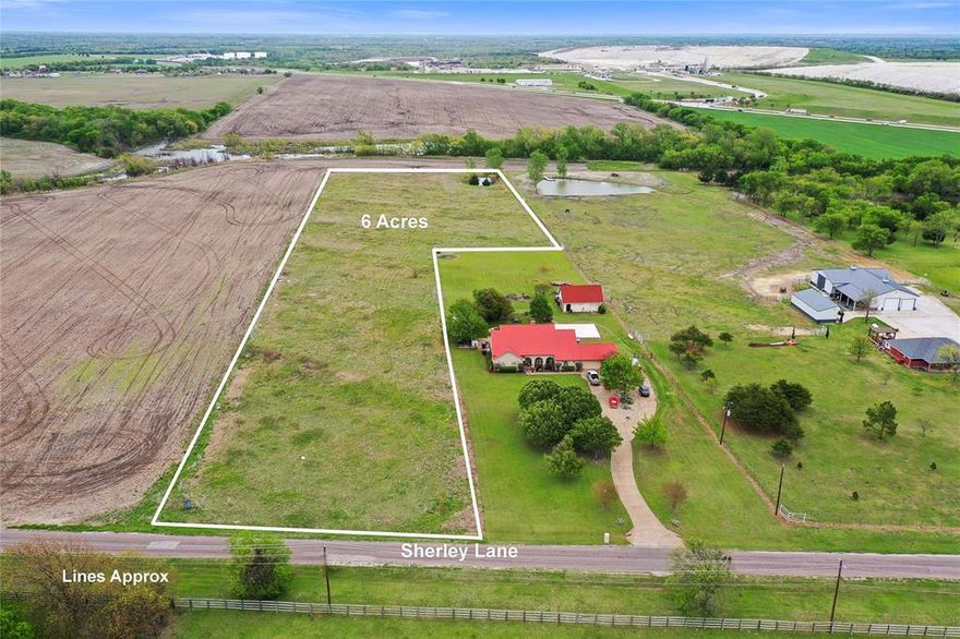 6 acres of Ag Exempt Land located in the booming area of Melissa surrounded by residential developments, strong income levels, and rapidly growing population base. Located on Shirley Lane just north of Milrany Ln and W of SH 121. Located in the highly rated Melissa ISD and close to Melissa High School on SH 121. Many opportunities for this property-small residential,commercial,or build your own. No deed restrictions. Water available, sewer is close by.