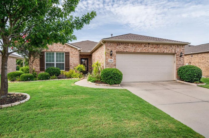 Welcome to the vibrant lifestyle of the popular Frisco Lakes 55+ community by Del Webb, where every day feels like a getaway. Discover the perfect blend of comfort and active adult living in this beautifully maintained Copper Ridge Floorplan by Pulte.  The home features 2 bedrooms, 2 bathrooms, and a flex space perfect for a den, home office, hobby room, or relaxing sitting room. Inside, you’ll find a bright open concept floor plan with plentiful natural light, offering a seamless flow between the living, dining, and kitchen areas; ideal for entertaining or quiet mornings at home. Enjoy peaceful outdoor living with a covered back porch and a beautifully landscaped front yard that adds great curb appeal. This home is clean, move in ready, and designed for easy, low maintenance living, so you can spend more time enjoying everything this vibrant community has to offer.  This welcoming senior community is thoughtfully designed for those ready to enjoy their next chapter with purpose, connection, and fun. Frisco Lakes offers an exceptional lifestyle with amenities designed to support health, wellness, and community connection. Residents enjoy access to three state-of-the-art fitness centers with high-quality equipment including treadmills, spinners, rowing machines, and more. The Village Center features an indoor walking-jogging track, and outdoor enthusiasts will love the three resort-style pools, a large indoor pool, eight pickleball courts, four tennis courts, and extensive walking and biking paths throughout the neighborhood.