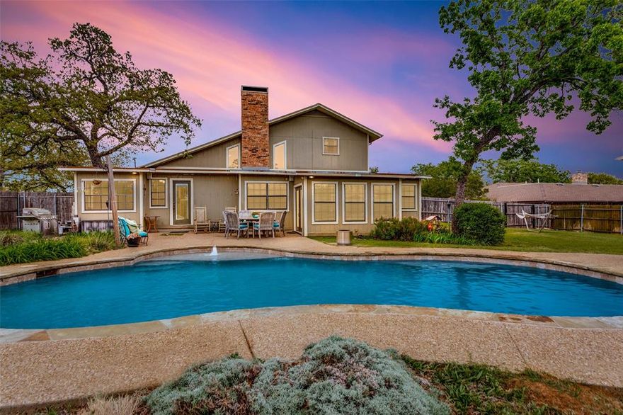 If you've been dreaming of space, privacy, and a backyard that truly has it all, this nearly 1-acre cul-de-sac property is the one. Welcome Home to Windsor Circle. NO HOA Mature shade trees, a gorgeous pool, a tree house, and a fully fenced backyard set the stage for a life well-lived.
Room to Breathe-Inside and Out This home doesn't just have space, it has the right space. Two living areas and two dining spaces make hosting family and friends effortless. A flex room, dedicated office, and sun-drenched sunroom mean everyone can find their favorite corner. Gather and enjoy cooking in the open kitchen. Four generously sized bedrooms and three full baths round out a floor plan that truly works for everyday life.The Heart of the Home, the open living areas flow naturally from room to room - soaring ceilings, warm wood floors, a classic brick wood-burning fireplace, natural light pouring in from every angle. A corner sitting area in the kitchen with backyard views makes it easy to keep an eye on the action outside while still feeling cozy inside.
A Backyard Built for Living-This is where memories get made. Swim, grill, garden, or just kick back in the shade-the fenced backyard gives you total privacy while the kids take over the tree house. A double gate provides easy access for trucks, trailers, boats, and even RV parking.
The Bonus You Didn't Expect- An 848 sq. ft. auxiliary building with its own electricity is ready to become whatever you need-a second garage, workshop, artist studio, she shed, man cave, or home office. The options are endless.
At a Glance-Nearly 1 acre on a cul-de-sac
4 bedrooms, 3 full bathrooms
2 living areas + 2 dining areas + flex room + office + sunroom + kitchen
Gorgeous pool + treehouse + mature landscaping
848 sqft. auxiliary building with separate electricity
Double gate backyard access-RV, boat, and trailer friendly
Attached 2-car garage
Buyers independently verify all information, including taxes, schools, and square footage.